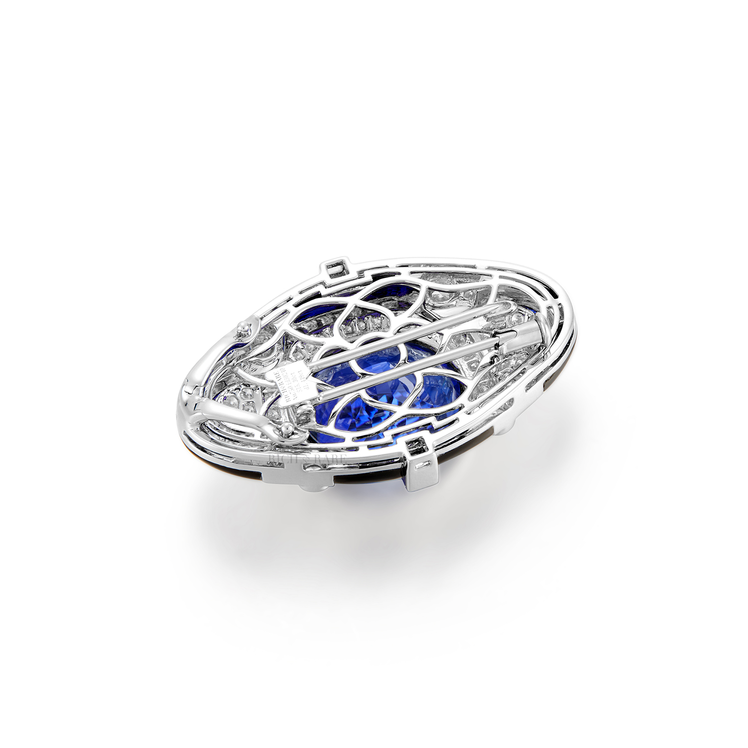TANZANITE, ONYX AND DIAMOND BROOCH/PENDANT